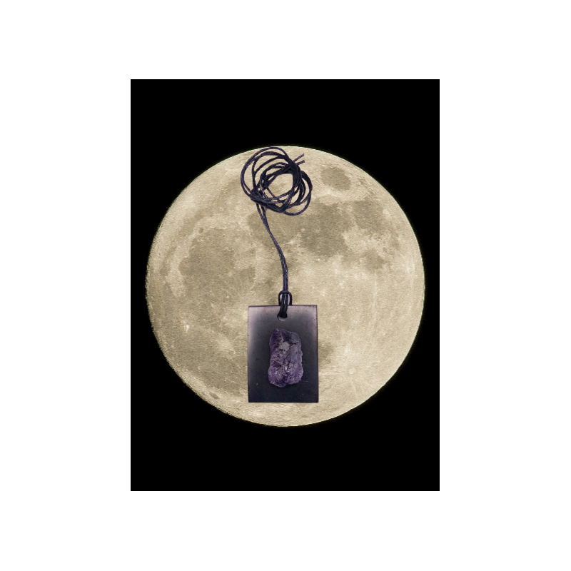 colgante rectangulo shungit con amatista